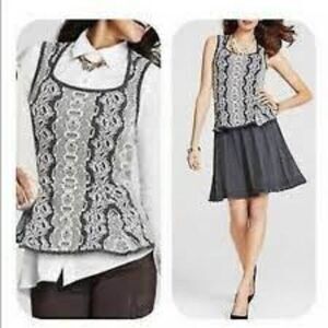 CAbi #887 Gray Peplum Shell Vest sleeveless Sweater Small